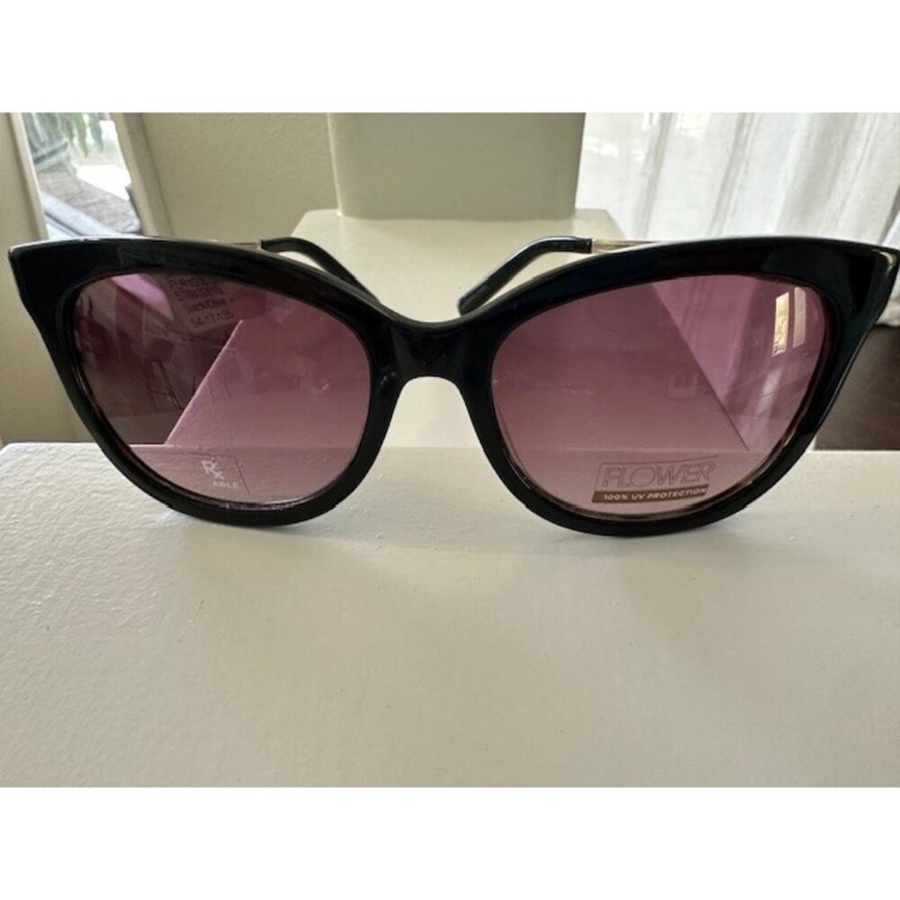 Flower 1008 Iris Sunglasses 54-17-135 001 Black Olive Cat UV Rx'able SCUFF SEE